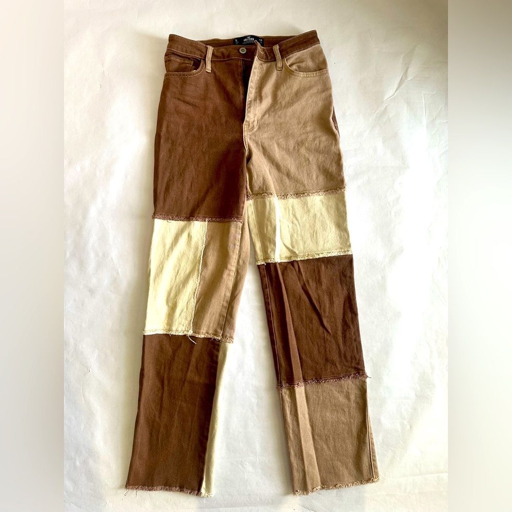 Hollister Patchwork Brown and Cream Pants